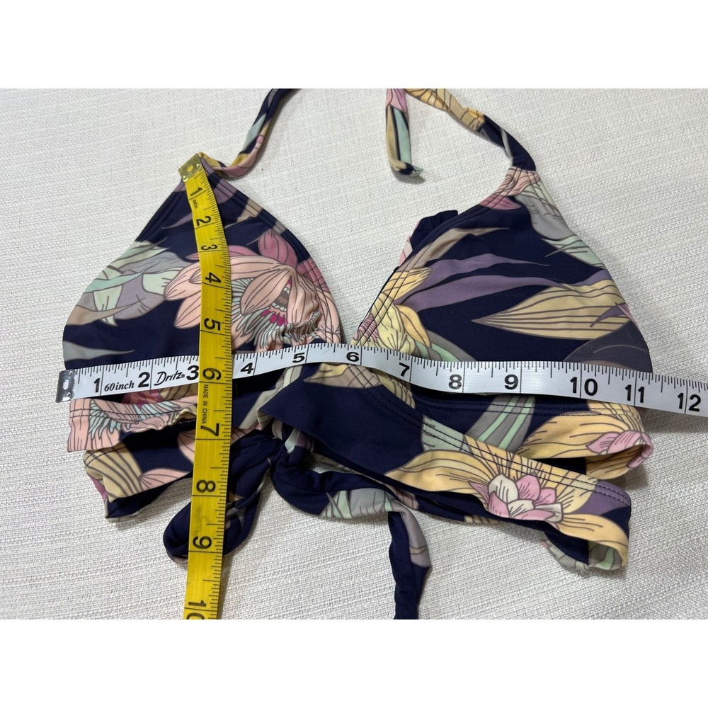 Kona Sol‎ Womens Floral Halter Wrap Bikini Set Navy Pink Yellow Size Small - Picture 3 of 9